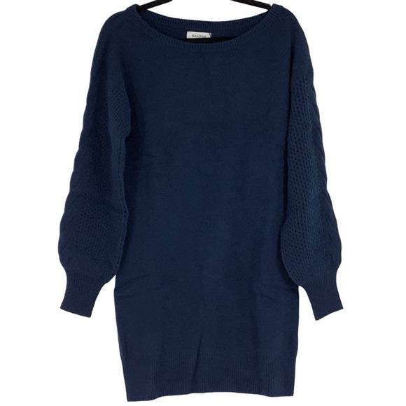 NEW! NAADAM Size Small Open Cable Tunic Dress Cashmere Blue $395 MSRP J6-19 - Picture 1 of 13